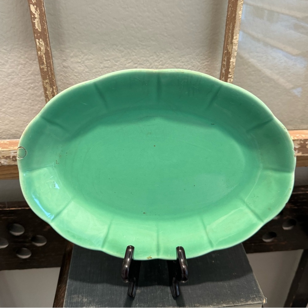 Vintage green Petalware Platter